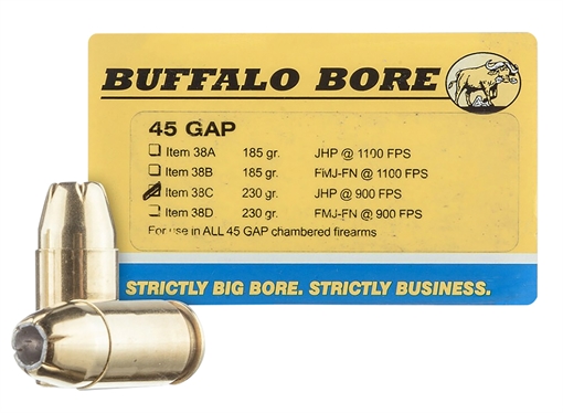 Buffalo Bore Ammunition Personal Defense Strictly Business 45GAP 230gr Jacket Hollow Point 20 Per Box/12 Case 38C20