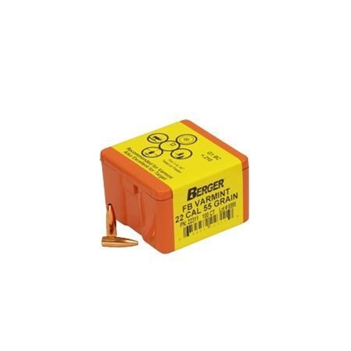 Berger Match Grade Varmint Bullets .22 cal .224" 55 gr FB VARMINT 100/box 60-22311