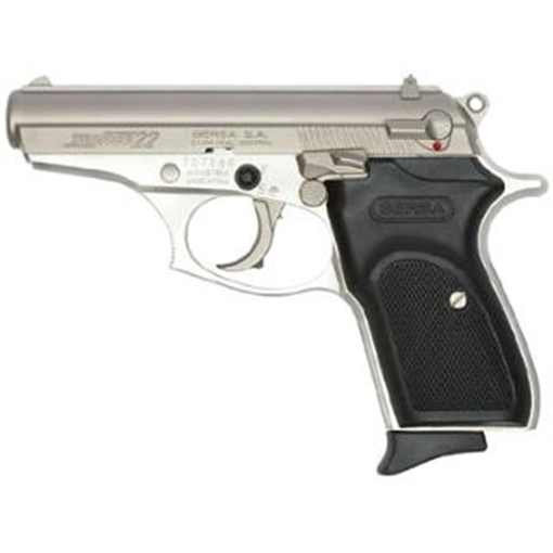 Bersa Thunder 22, Double Action/Single Action, Semi-automatic, Metal Frame Pistol, Compact, 22LR, 3.5" Barrel, Alloy, Nickel Finish, Polymer Grips, Fixed Sights, 10 Rounds, 1 Magazine T22NKL