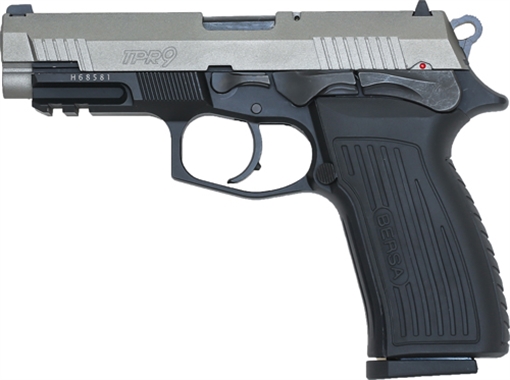 Bersa TPR Full Size Frame 9mm Luger 17+1, 4.30" Black Steel Barrel, Nickel Cerakote Serrated Steel Slide, Matte Black Aluminum Frame w/Picatinny Rail, Ambidextrous TPR9DT