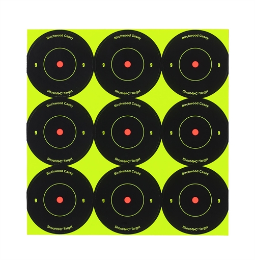 Birchwood Casey 34210 Shoot-N-C Reactive Target Self-Adhesive Paper Black/Yellow 2" Bullseye 12 Pack 34210 BC-34210