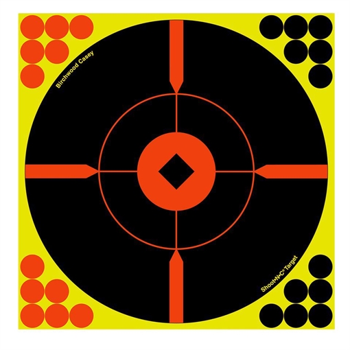 Birchwood Casey 34806 Shoot-N-C Reactive Target Self-Adhesive Paper Black/Yellow/Red 8" Bullseye BMW 6 Pack 34806 BC-34806
