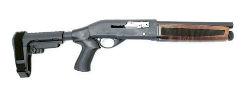 Black Aces Tactical Pro Series S Mini, 12 Gauge, Semi Auto, Tube Fed, 10" Barrel, Black Walnut, 6 Pos Brace