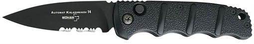 Boker Kalashnikov 3.35" Drop Point Plain/Serrated Black D2 Steel Blade Aluminum Handle 01KALS100