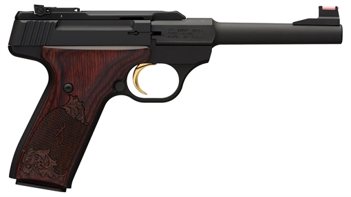 Browning Buck Mark Challenge 22 LR 10+1 5.50" Polished Flats Steel Barrel, Matte Black Serrated Slide & Aluminum Frame, Engraved Rosewood Grip 051519490