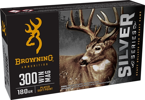 Browning Ammo Silver 300Win Mag 180gr Plated Soft Point 20 Per Box/10 Case B192603001