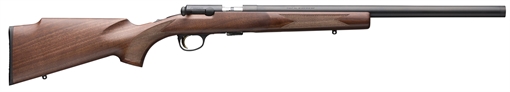 Browning T-Bolt Target SR 22 WMR 10+1 20" Matte Blued Heavy Bull Threaded Barrel, Drilled & Tapped Matte Blued Steel Receiver, Grade I Black Walnut Target Style Fixed w/Raised Comb Stock 025253204