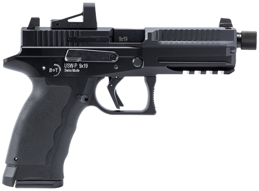 B&T Firearms USW-P 9mm Luger 17+1/19+1 4.30" Threaded, Black, Picatinny Rail Frame, Optic Cut Slide, Rubber Grip BT490002
