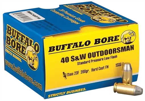 Buffalo Bore Ammunition Outdoorsman Strictly Business 40S&W 200gr Hard Cast Flat Nose 20 Per Box/12 Case 23F20