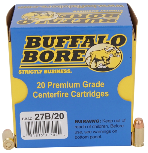 Buffalo Bore Ammunition Personal Defense Strictly Business 380ACP +P 95gr Full Metal Jacket Flat Nose 20 Per Box/12 Case 27B20