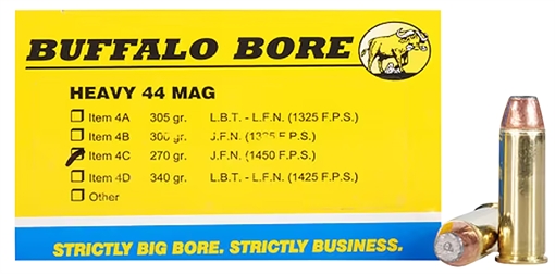 Buffalo Bore Ammunition Heavy Strictly Business 44Rem Mag 270gr Semi Jacketed Flat Point 20 Per Box/12 Case 4C20