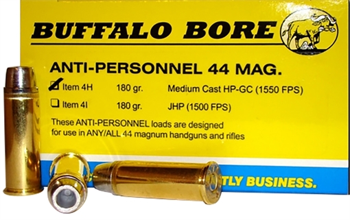 Buffalo Bore Ammunition Anti-Personnel Strictly Business 44Rem Mag 180gr Medium Cast Hollow Point 20 Per Box/12 Case 4H20