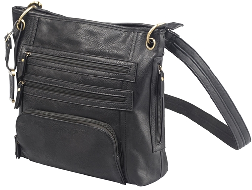 Bulldog Cross Body Purse w/Holster Black Leather Most Sm Pistols & Revolvers Ambidextrous Hand BDP038