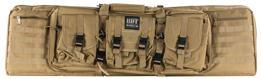 Bulldog BDT Tactical Double 43" Tan Nylon, 3 Accessory Pockets, Deluxe Padded Backstraps Lockable Zippers, Padded Internal Divider BDT6043T