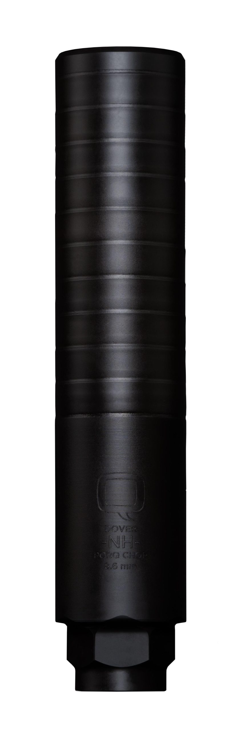 Q Porq Chop Black Steel Suppressor .338/8.6 Cal Cherry Bomb XL Mount