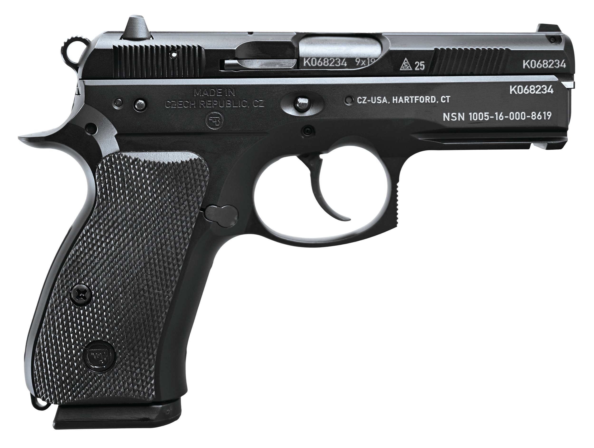 CZ 75 P01 50th Anniversary Elite Pistol 91297, 9mm, 3.75in, Black Rubber Grips, Black Polycoat Finish, 15 Rds