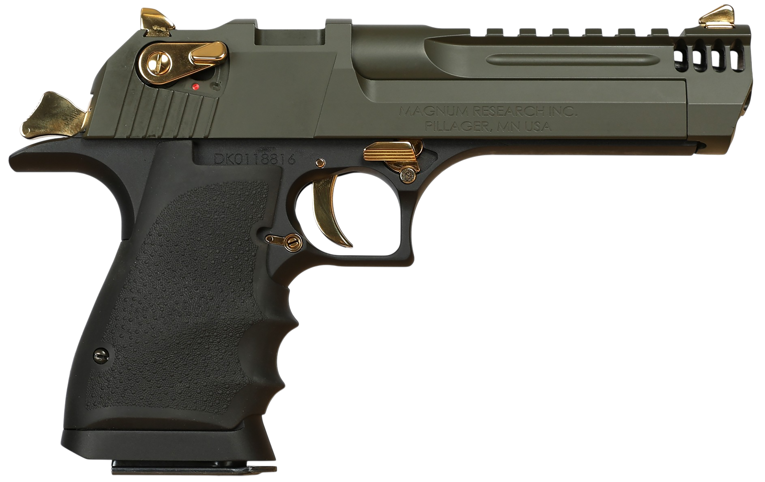 Magnum Research Desert Eagle L5 Pistol DE50L5MSG, 50 AE, 5.0in, Rubber Grips, Mil-Spec Green Cerakote, 7 Rds