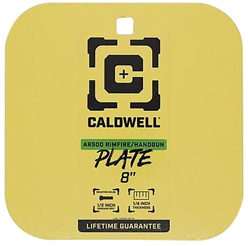 Caldwell AR500 Rimfire/Handgun Gong, 1/4" Steel Target, 8" Square, Yellow 4002878