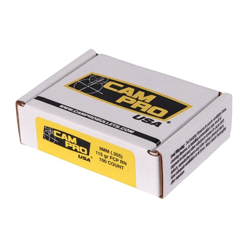 Campro CAMPRO 9MM 115GR PLATED ROUND NOSE BULLETS 100/BOX BLTCP-9MM-115-FCPRN.100