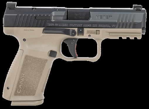 CANIK METE SF, Striker Fire, Semi-automatic, Polymer Frame Pistol, Compact, 9MM, 4.19" Barrel, Matte Finish, Flat Dark Earth Frame, Black Slide, 3 Dot Sights, 15 Rounds, 2 Magazines, Optic Ready HG7159-N HG7159N