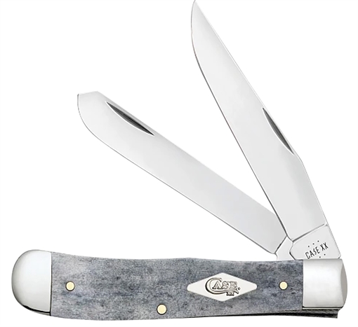 Case Canoe Mini 2.60"/1.97" Folding Pen/Spear Plain Mirror Polished Tru-Sharp SS Blade, Smooth Gray Bone Handle 34202