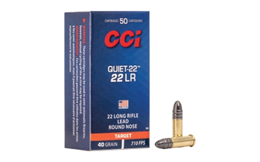 CCI CCI Target & Plinking Quiet-22 Rimfire Ammo 22 LR 40 gr. Lead Round Nose 50 rd. 0960