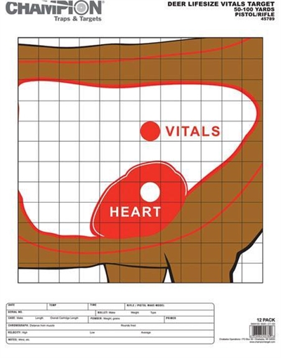 Champion Animal Paper Targets Deer Vitals 12/Pack 45789