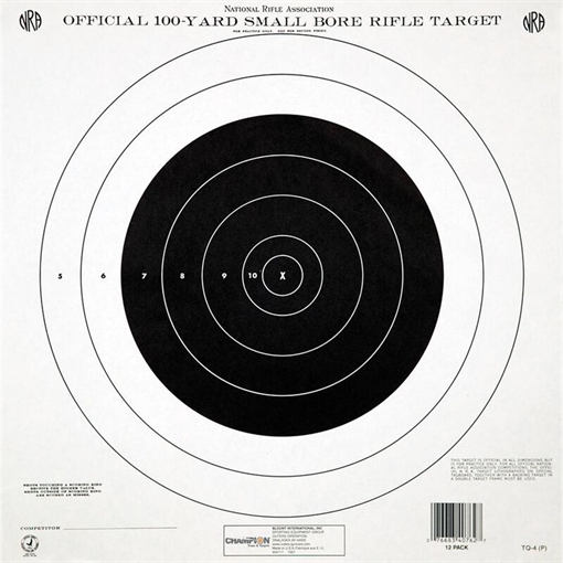 Champion Official NRA Paper Targets TQ-4(P) 100 yd Small Bore Rifle Single Bull 100/ct 40777