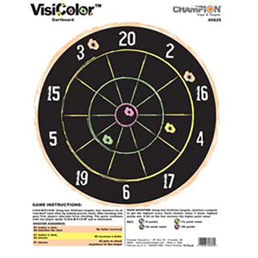 Champion Targets VisiColor Dartboard Hanging Paper Multi Color 11"x14" Dart Board 10 Pack 45825