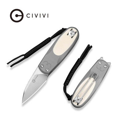 Civivi Purr Folding Knife 1.83" Nitro-V Satin Blade Gray & Ivory G10 Handle - C25054-1