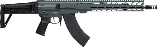 CMMG DISSENT MK47, Semi-automatic Rifle, 7.62X39mm, 14.3" Medium Taper Barrel, 16.1" OAL with Pinned and Welded ZEROED SVD Muzzle Brake, Cerakote Finish, Charcoal Green, Free Float M-LOK Handguard, DISSENT Side Folding Stock, Manual Safety, 30 Rounds, 2 Ma