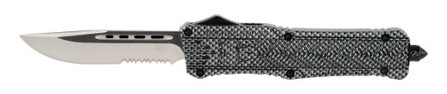CobraTec CTK-1 Large, 3.75", D2 Steel, Drop Point, Partially Serrated, Aluminum Alloy Carbon Fiber