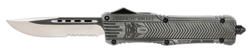 CobraTec CTK-1 Large OTF, 3.75", D2 Steel, Drop Point, Partially Serrated, Stonewash