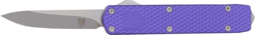 CobraTec Knives Mini Mamba Gen II 2.25" OTF Plain Stonewashed D2 Steel Blade, 3.38" Purple Textured Anodized Aluminum Handle, Features Glass Breaker, Includes Pocket Clip MNPURMGEN2DNS