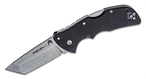Cold Steel Recon 1 Mini 3" Folding Tanto Plain Stonewashed AUS-10A SS Blade/ Black Textured GRN Handle CS27BAT