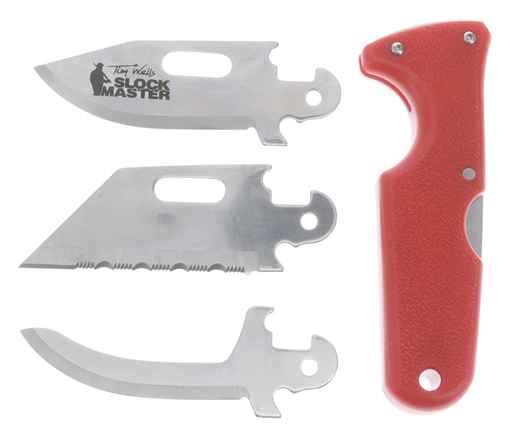 Cold Steel Click-N-Cut Slock Master 2.50" Fixed Caping/Clip/Utility Plain/Serrated Satin 420J2 SS Blade Red Textured ABS Handle Includes Sheath CS40ATZ