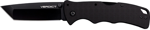 Cold Steel Verdict 3" Folding Tanto Plain Black Matte AUS-10A SS Blade/Black G10 Handle Includes Belt Clip CSFLC3T10A