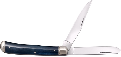 Cold Steel Trapper 3" Folding Clip/Spey Plain 8Cr13MoV SS Blade/Dark Blue w/Polished Bolsters Bone Handle CSFLTRPRB