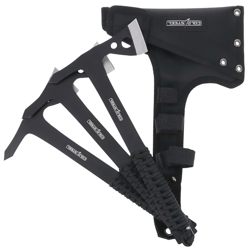 Cold Steel Throwing Axes 1.75" Black Oxide 420 Stainless Steel Blade Paracord Wrap Handle Set of 3 CSTH175AX3PK