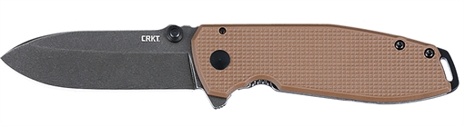 CRKT SQUID XM 2.95" Folding Drop Point Plain Stonewashed D2 Steel Blade, Brown Textured G10/SS Handle 2495B