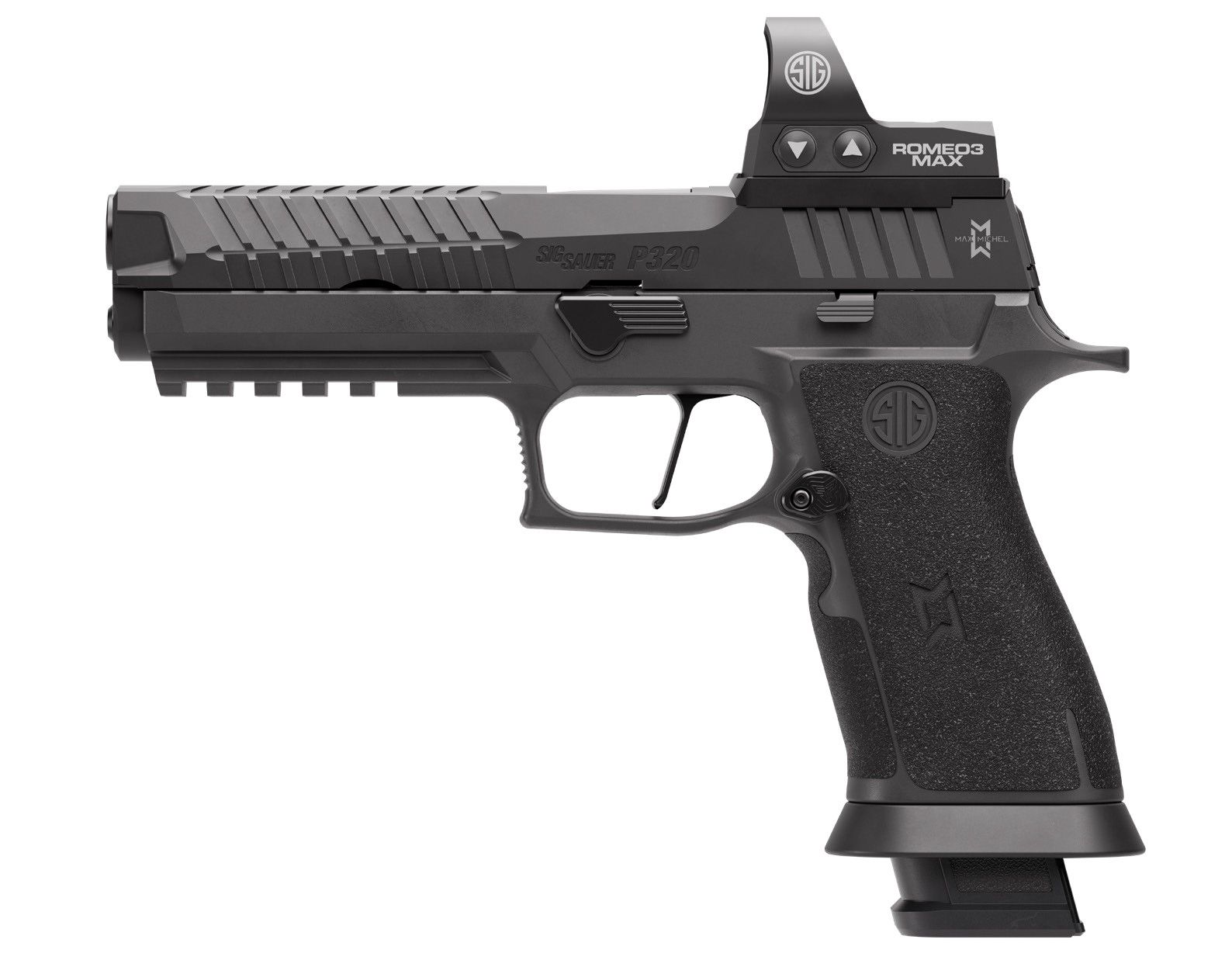 Sig Sauer P320-XFive Max 2 Pistol 320X5-9-MAXM2, 9mm, 5in Match Grade Bull Barrel, Tungsten Infused X Grip, 21 Rds