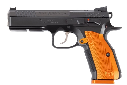 CZ USA SHADOW 2 ORANGE OPTICS-READY 9MM 19RD 4.89IN BARREL BLACK POLYCOAT STEEL FRAME NITRIDE SLIDE FIBER OPTIC FRONT/BLACK SERRATED HAJO REAR SIGHTS EXTERNAL BARREL BUSHING SHORT-RESET DISCONNECTOR 91248