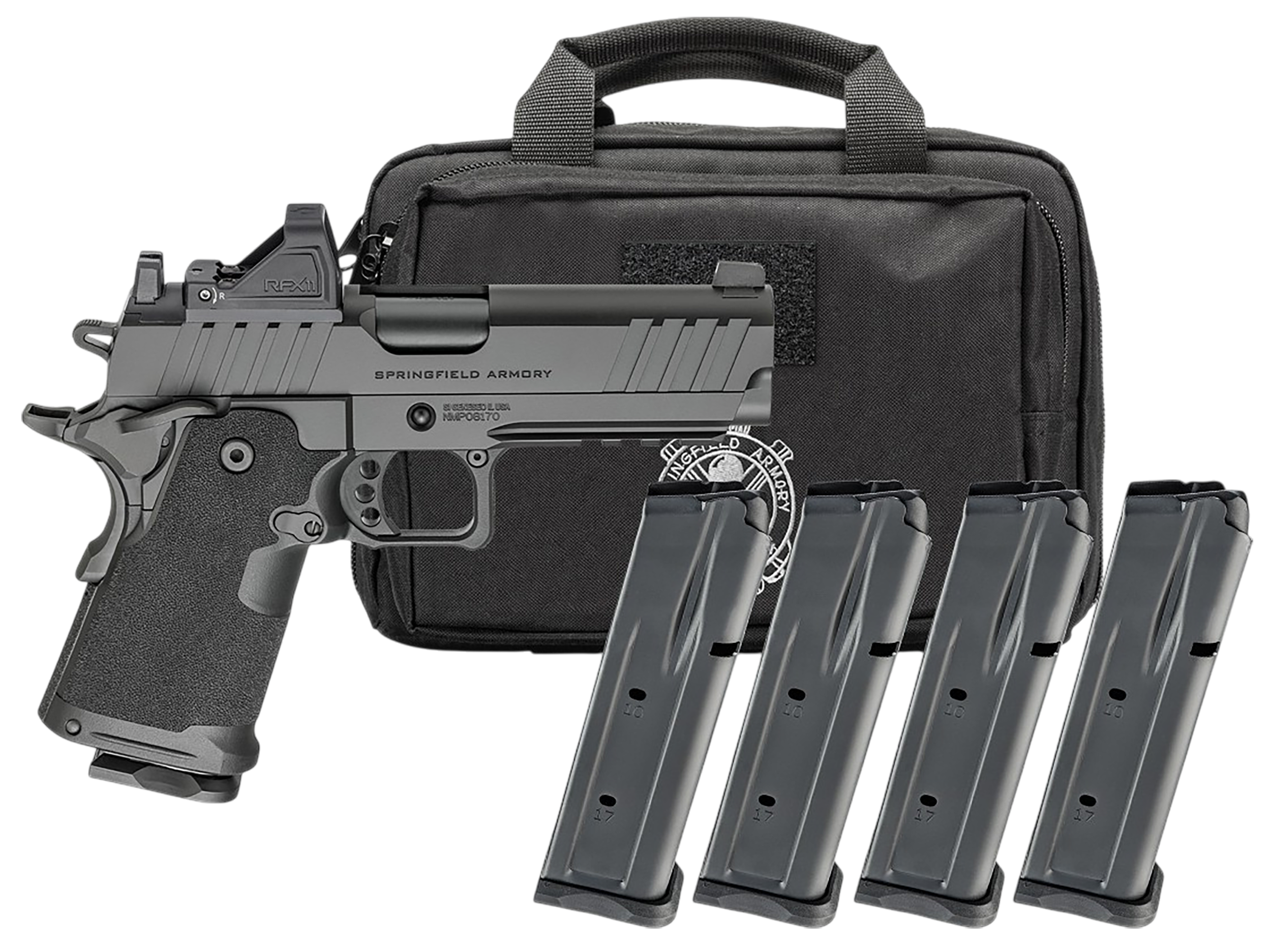 Springfield 1911 DS Prodigy Gear Pac Optic Ready Pistol PH9116AOSPAC, 9mm, 4.25in, Black Polymer Grips, Black Cerakote Finish, 15 Rds