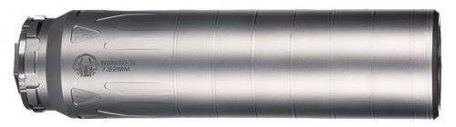 Dead Air Nomad-TI 7.62mm Suppressor, 6.5" Length, 9.6oz Weight, 5/8x24 TPI, Raw Titanium Finish