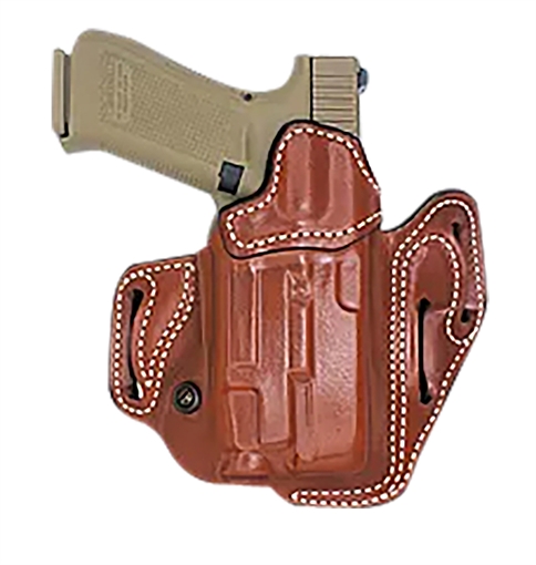 DeSantis Gunhide Vengeance Scabbard OWB Tan Leather Fits Sig P320C/P250C w/RD, Belt Slide, Right Hand 201TA2SZ0