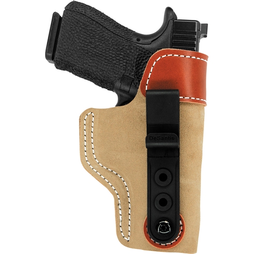 DeSantis Gunhide Sof-Tuck Inside The Pant Holster, Fits S&W Shield (9mm, 40S&W, and 45ACP), Springfield Hellcat, Mossberg MC1-SC and Naroh Arms N1, Right Hand, Tan Leather 106NAI4Z0