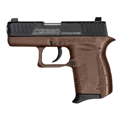 Diamondback DB380 Gen4 Micro-Compact Frame 380 ACP 6+1, 2.80" Stainless Steel Barrel, Black Nitride Serrated Stainless Steel Slide, Midnight Bronze Polymer Frame w/Beavertail & Grip DB0100E072