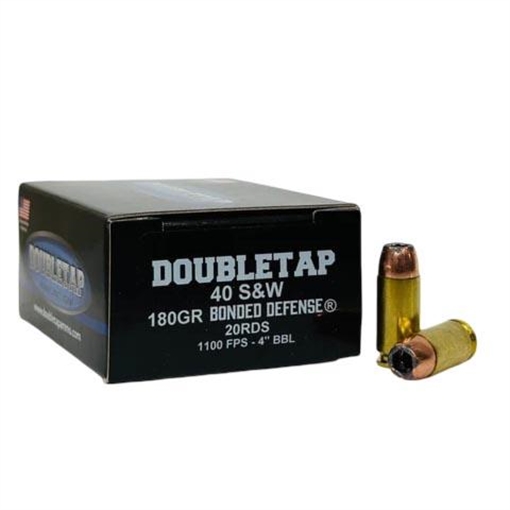 Double Tap Bonded Defense Handgun Ammunition .40 S&W 180gr JHP 1100 fps 20/ct 40180BD