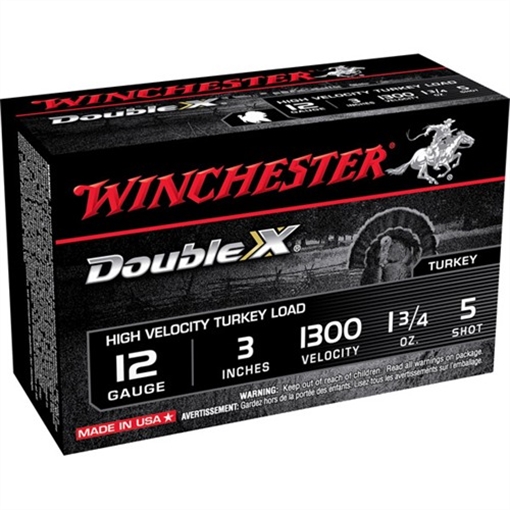 Winchester Ammunition Double X High Velocity, Turkey, 12 Gauge, 3", #5, 1.75oz, Shotshell, 10 Round Box STH1235