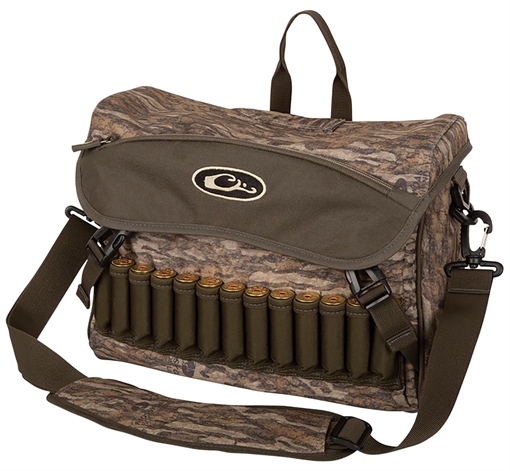 Drake Waterfowl Shoulder Bag 2.0 Mossy Oak Bottomland, 6 Storage Pockets, Exterior Storage & Shell Loops, Choke Tube Sleeves, Adj. Shoulder Strap DA1040006